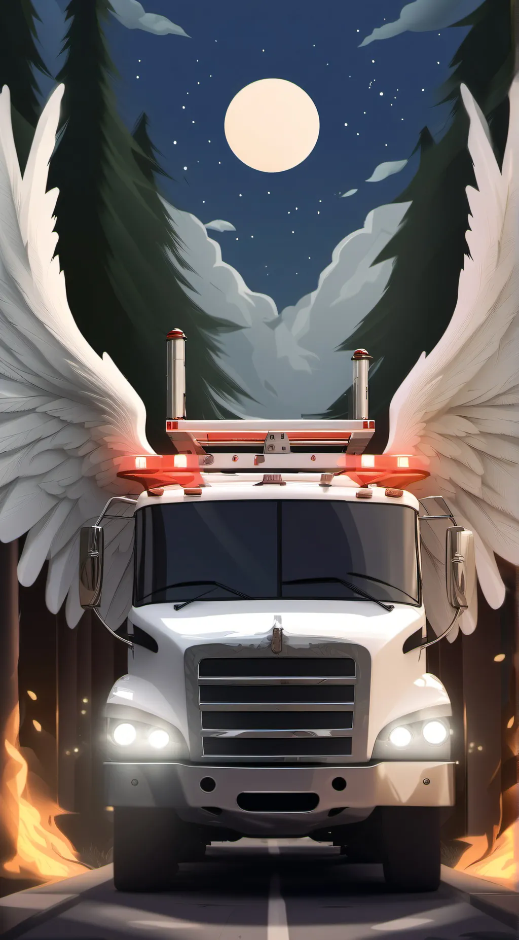 ai character: mystical firetruck background