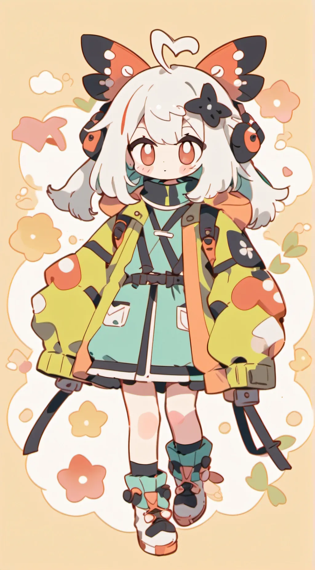ai character: Audrey moth woman  background