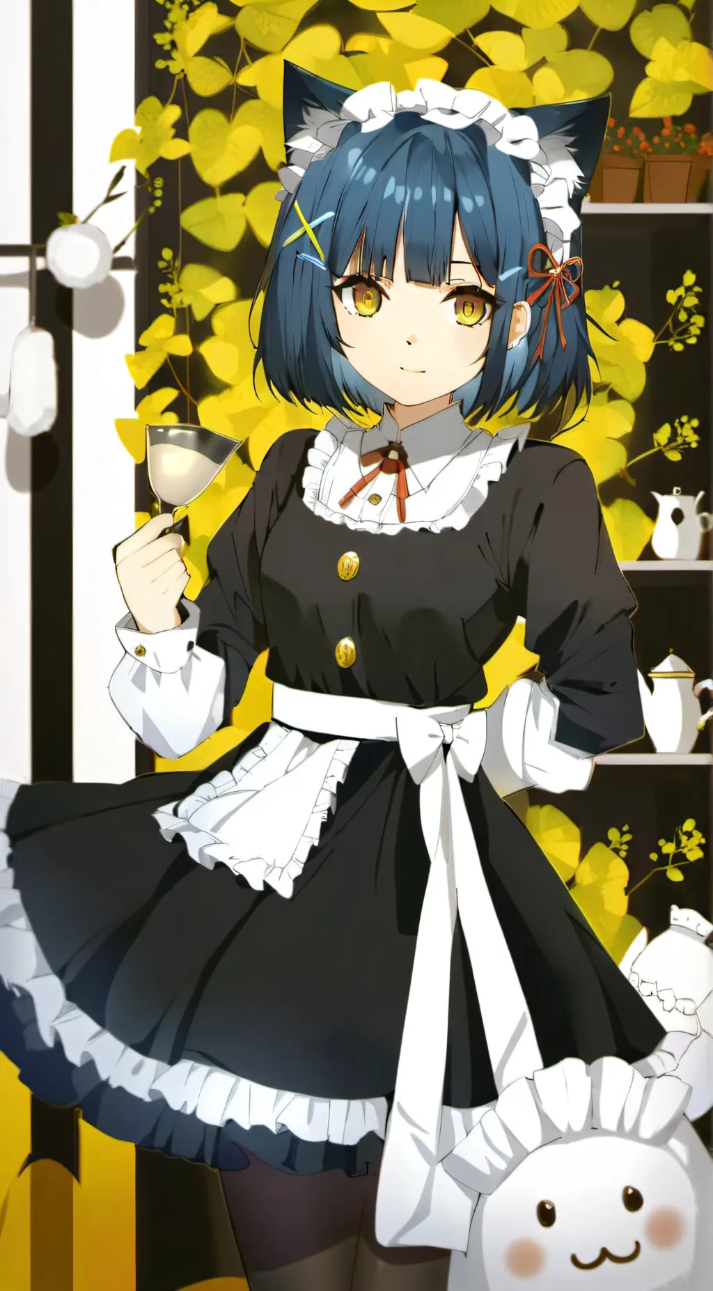 ai character: BlueSlimeCatGirl background
