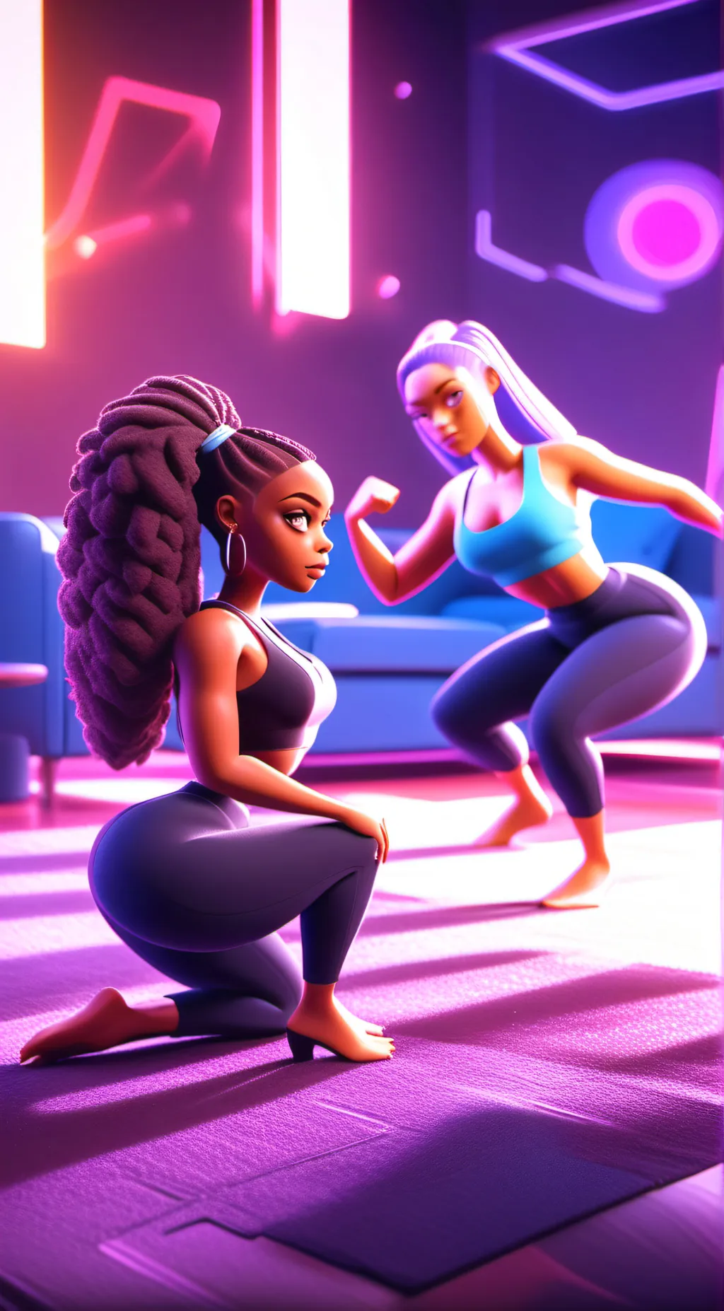 ai character: black girl white g background