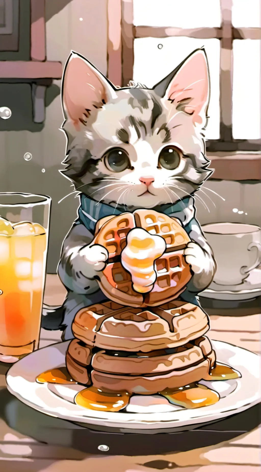 ai character: Waffle kitten background