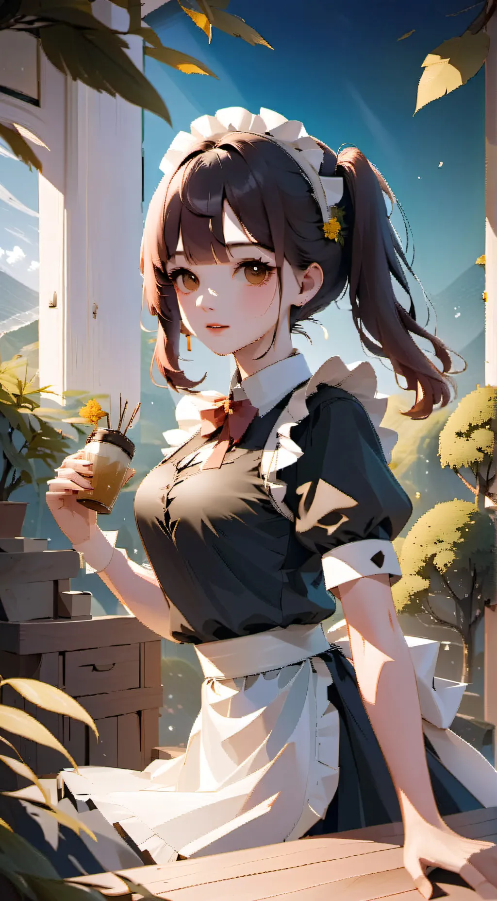 ai character: Maid girl background
