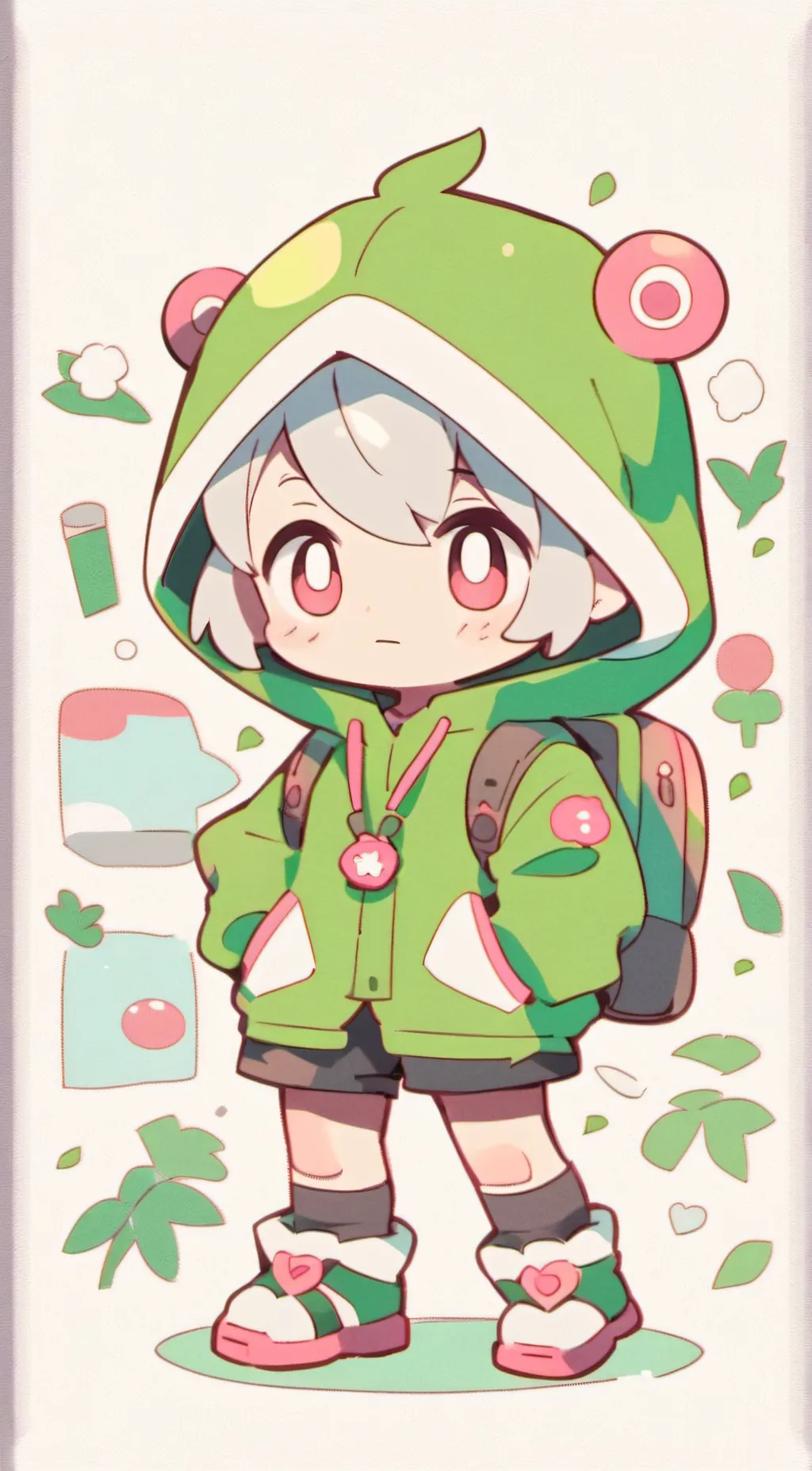 ai character: frog boy background