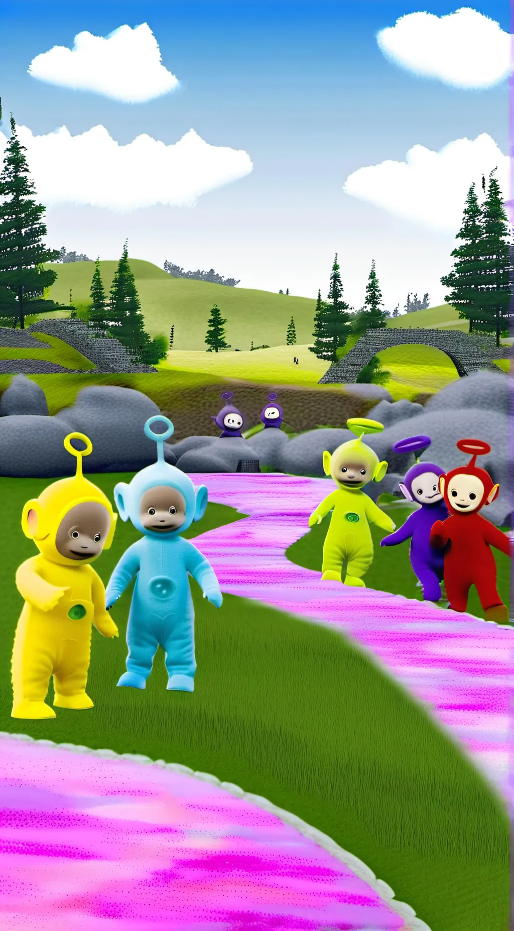 ai character: Teletubbies  background