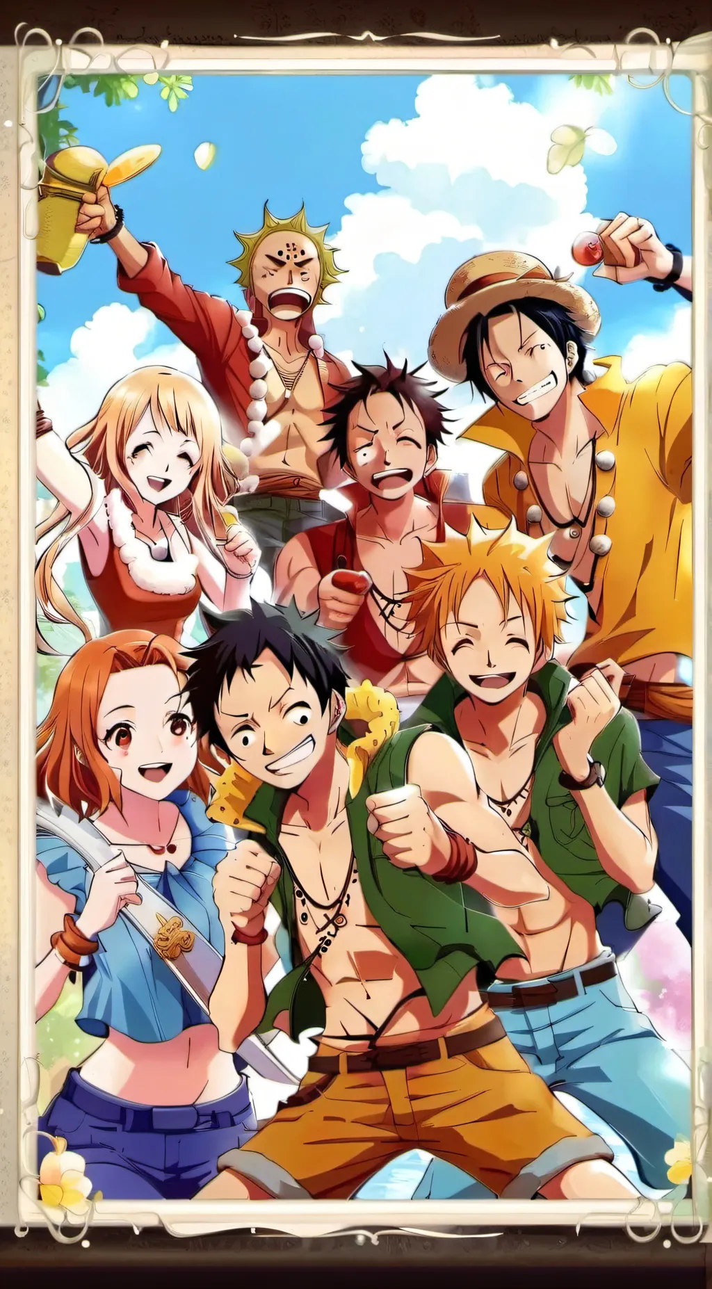 ai character: Straw hats background