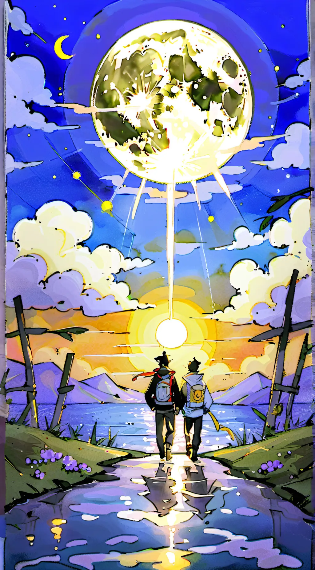 ai character: moon/sun background