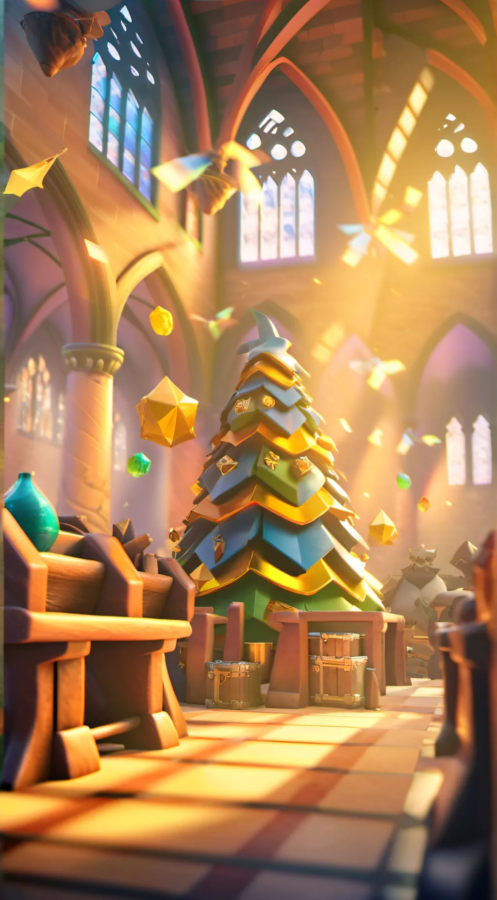 ai character: Hogwarts Christmas background