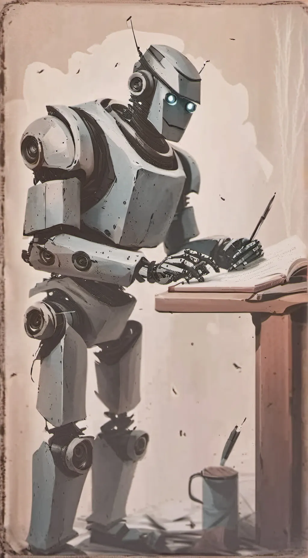 ai character: writes essays background