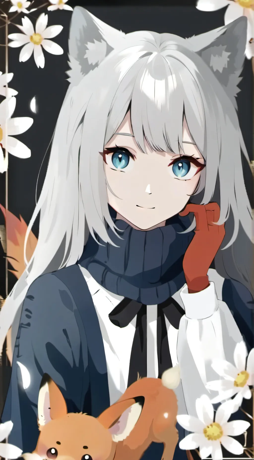 ai character: snowy background