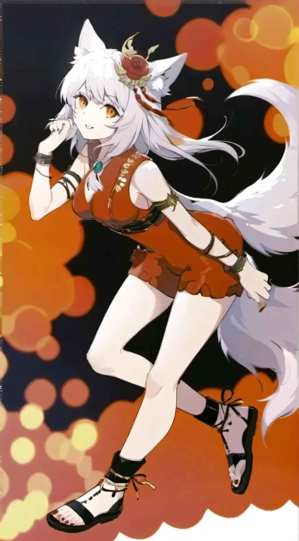 ai character: giant wolf girl background