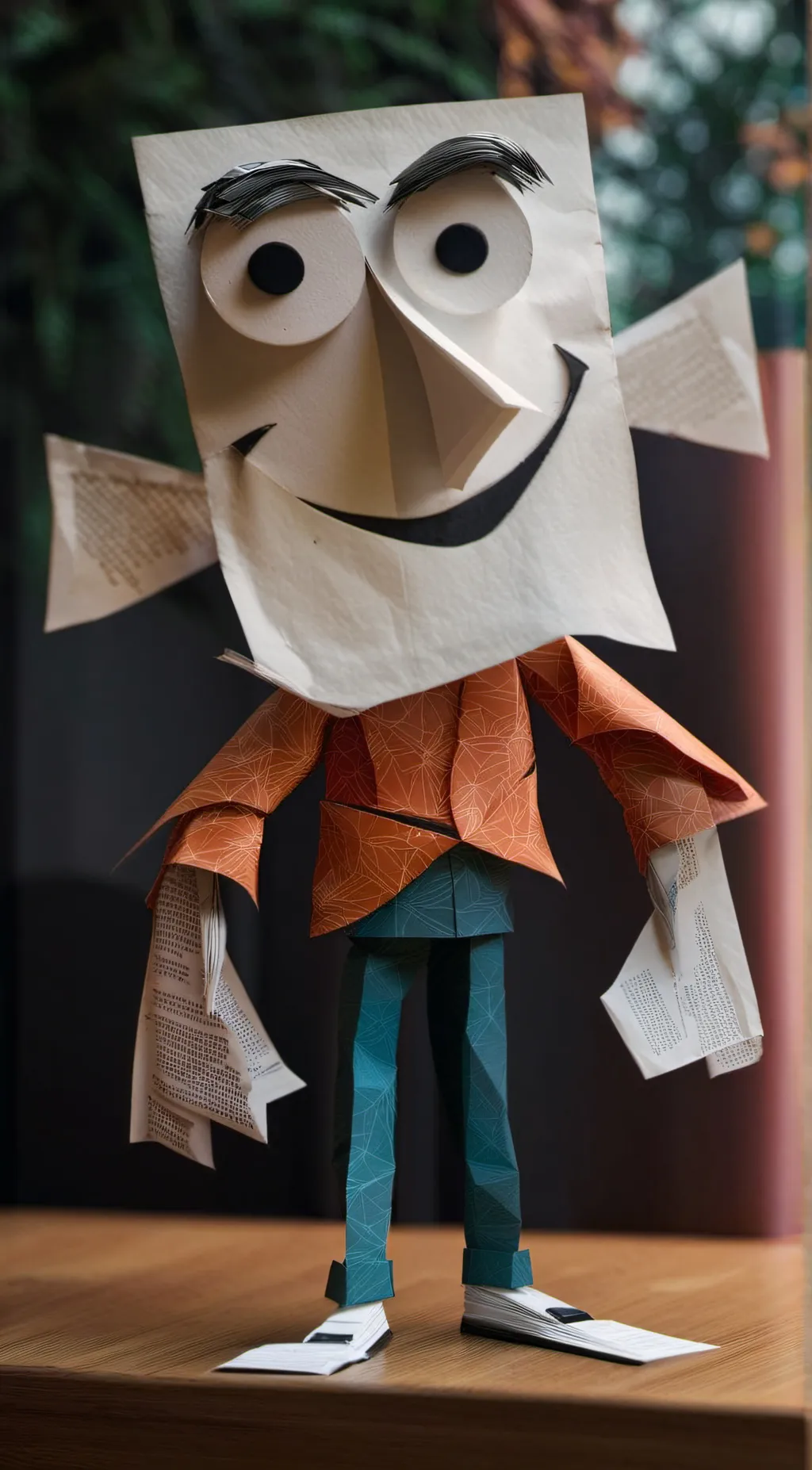 ai character: paper dude background