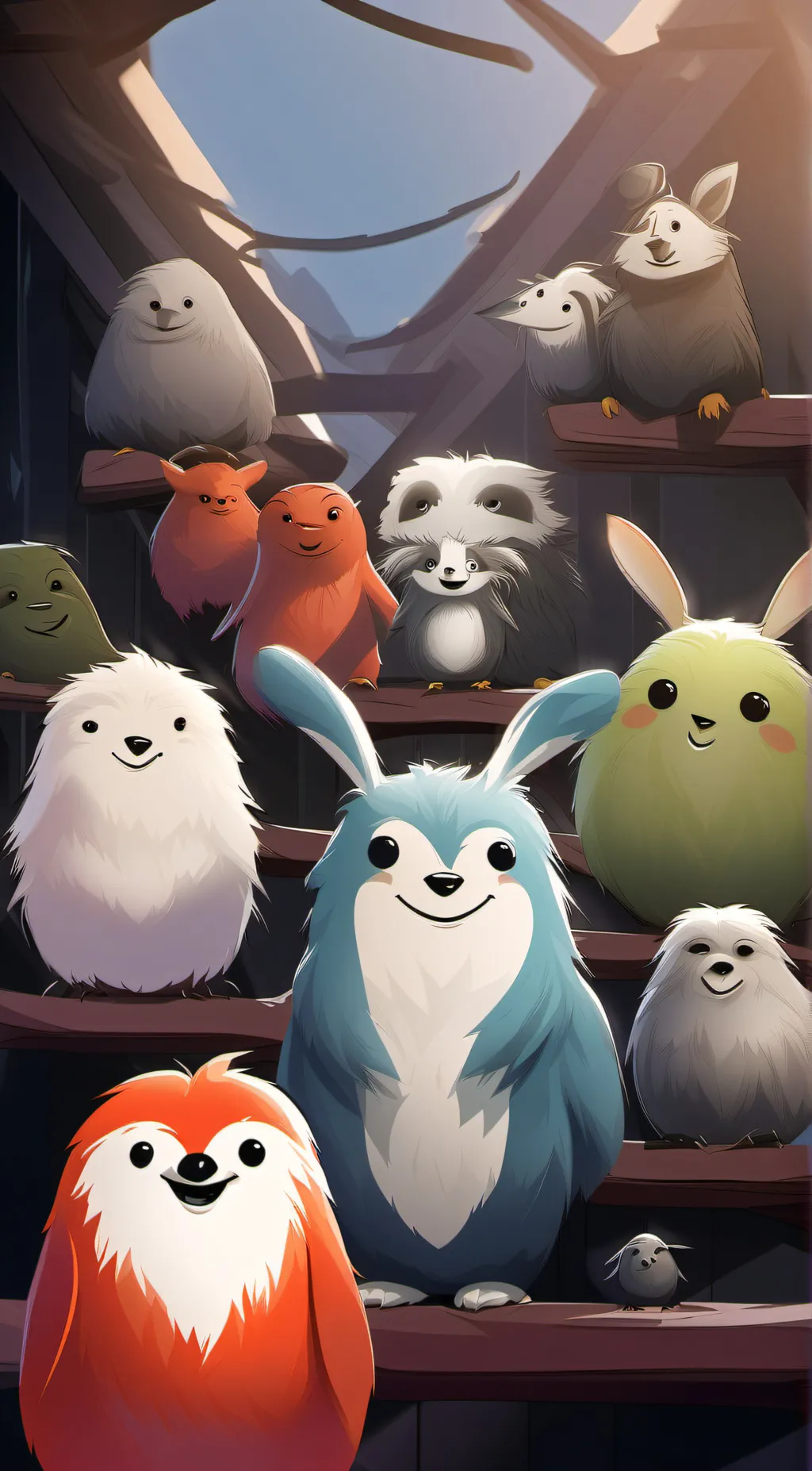 ai character: smiling Critters  background