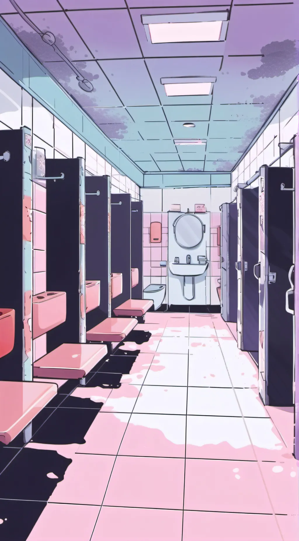ai character: Taco bell restroom background