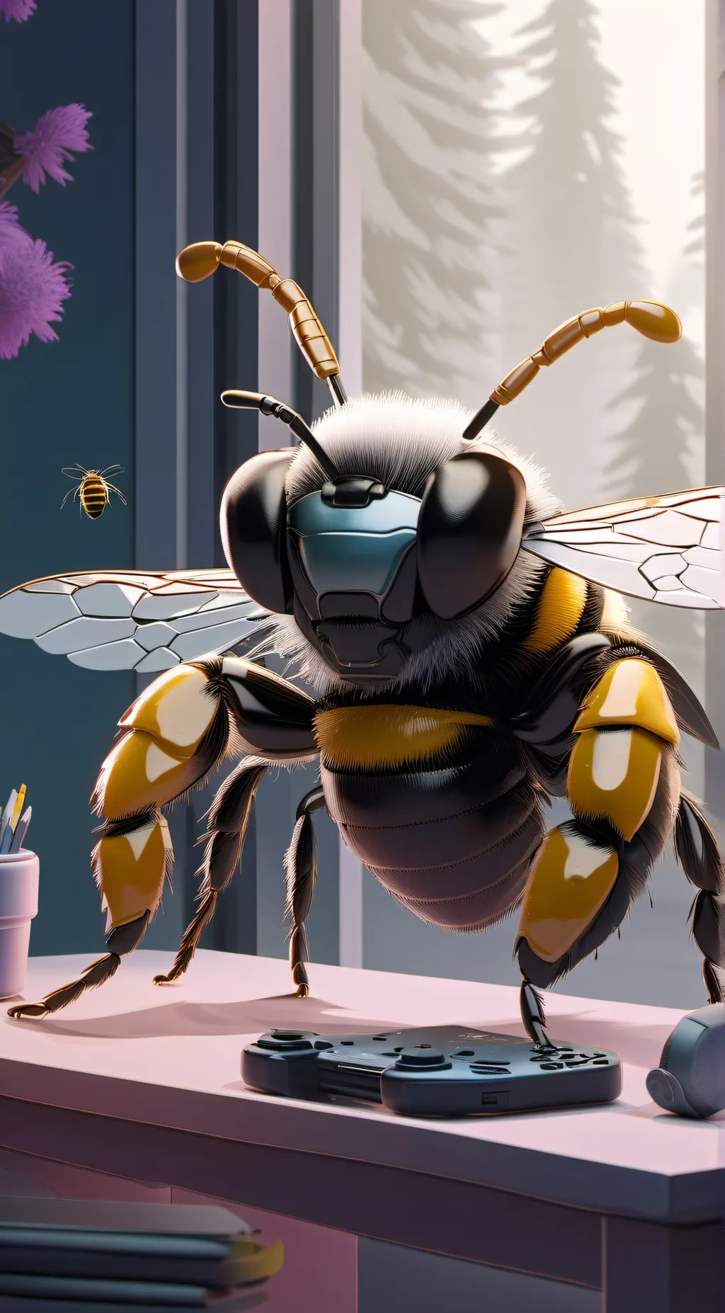 ai character: Gamer bee  background