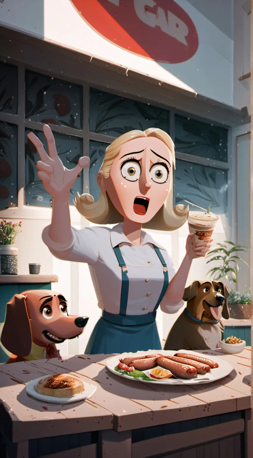 ai character: Sausage party  background