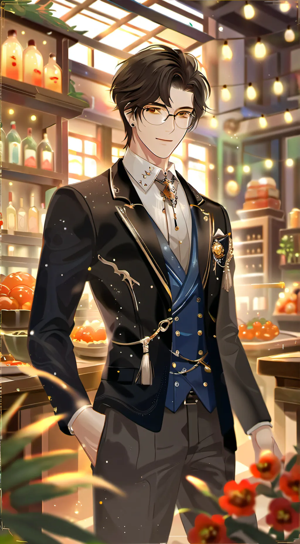 ai character: Apollon Ark Vermil background