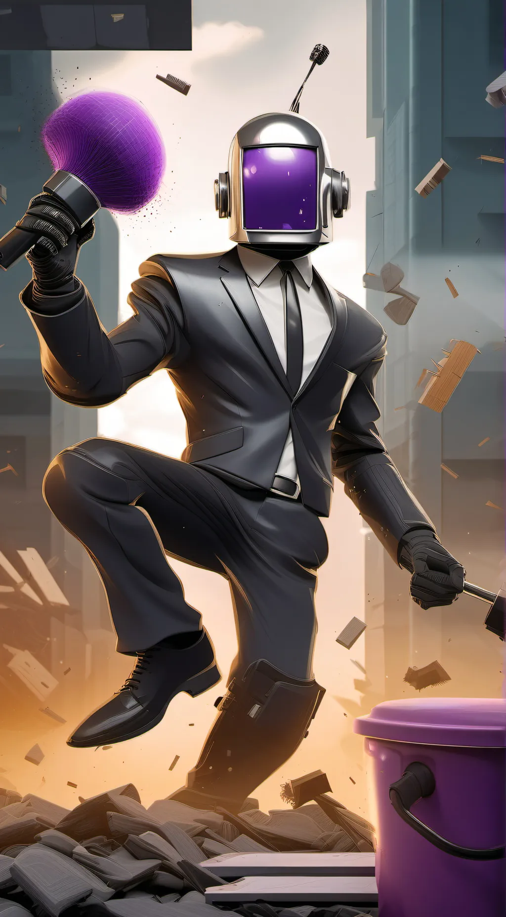 ai character: microphone Man  background