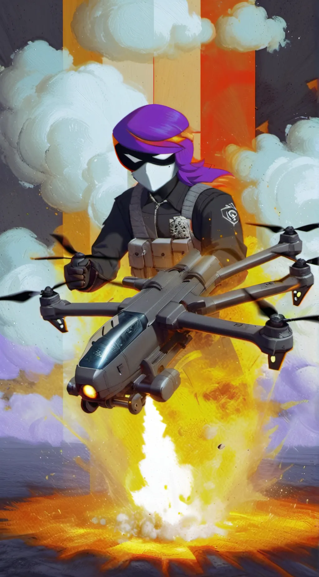 ai character: murder drones Uzi  background