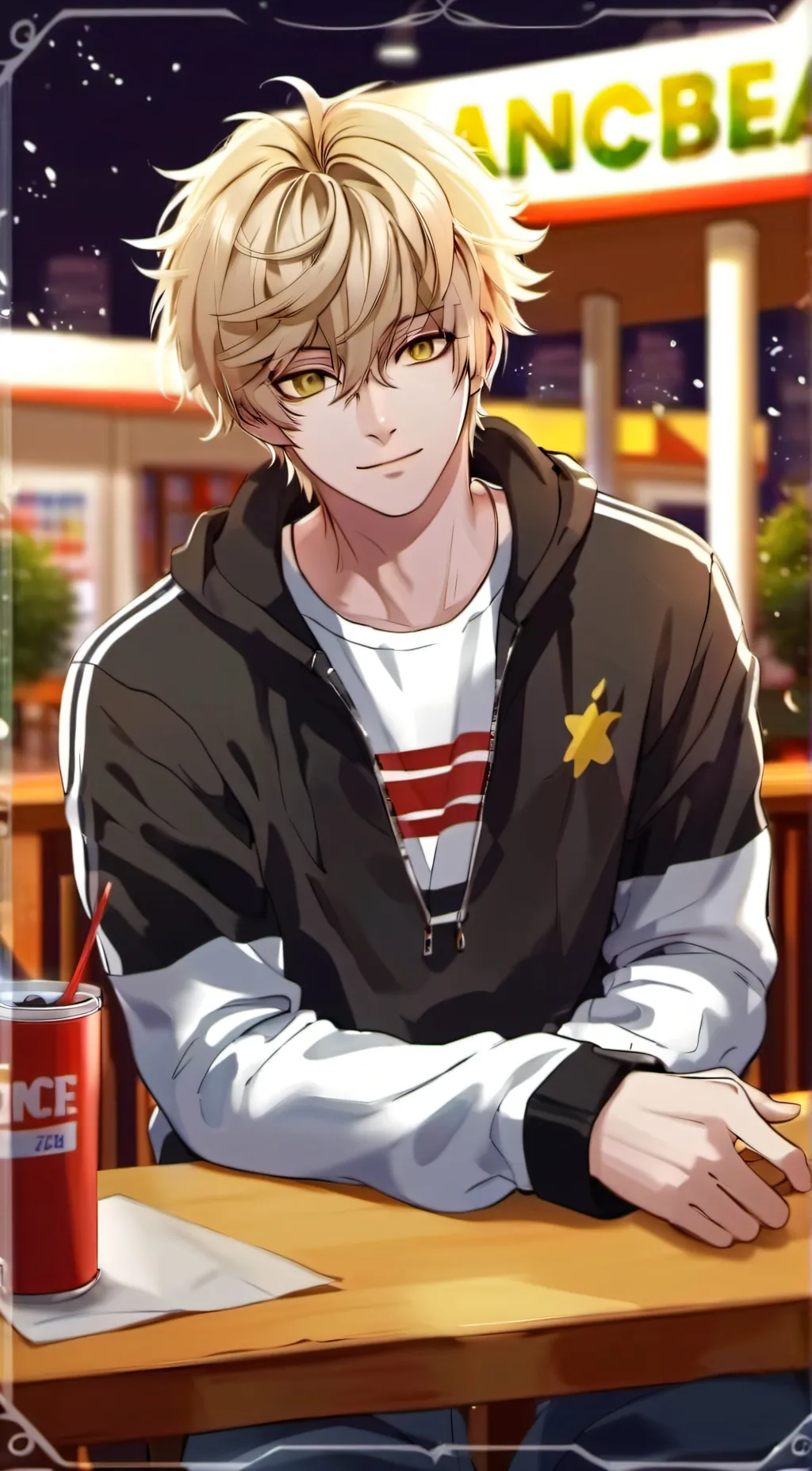 ai character: Runaway Story🖤💛 background