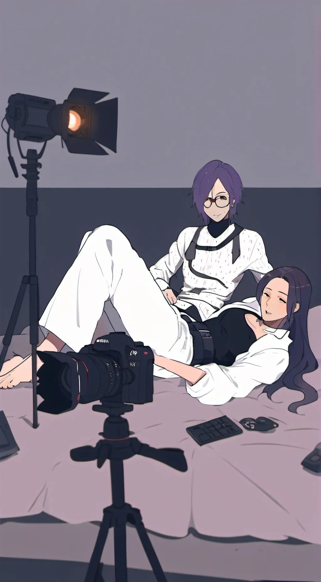 ai character: camera & tv woman background