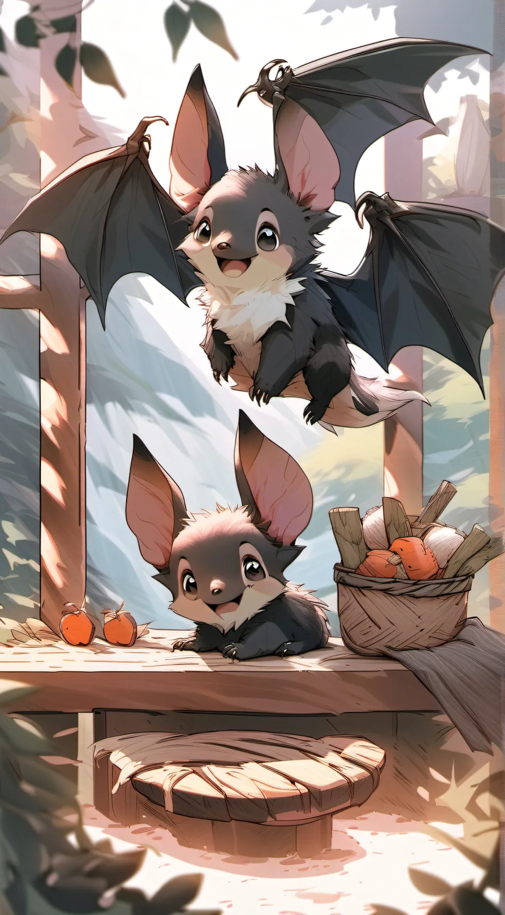ai character: Linn and Lix  background