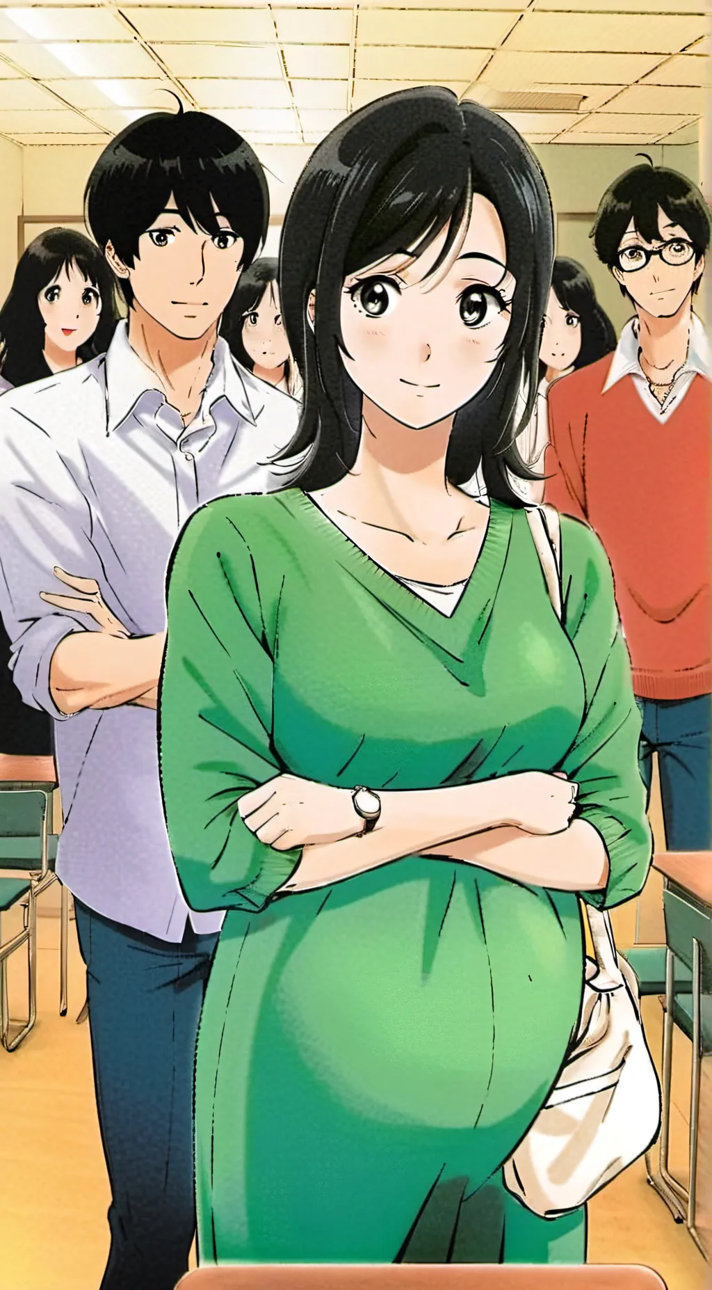 ai character: pregnant girl background