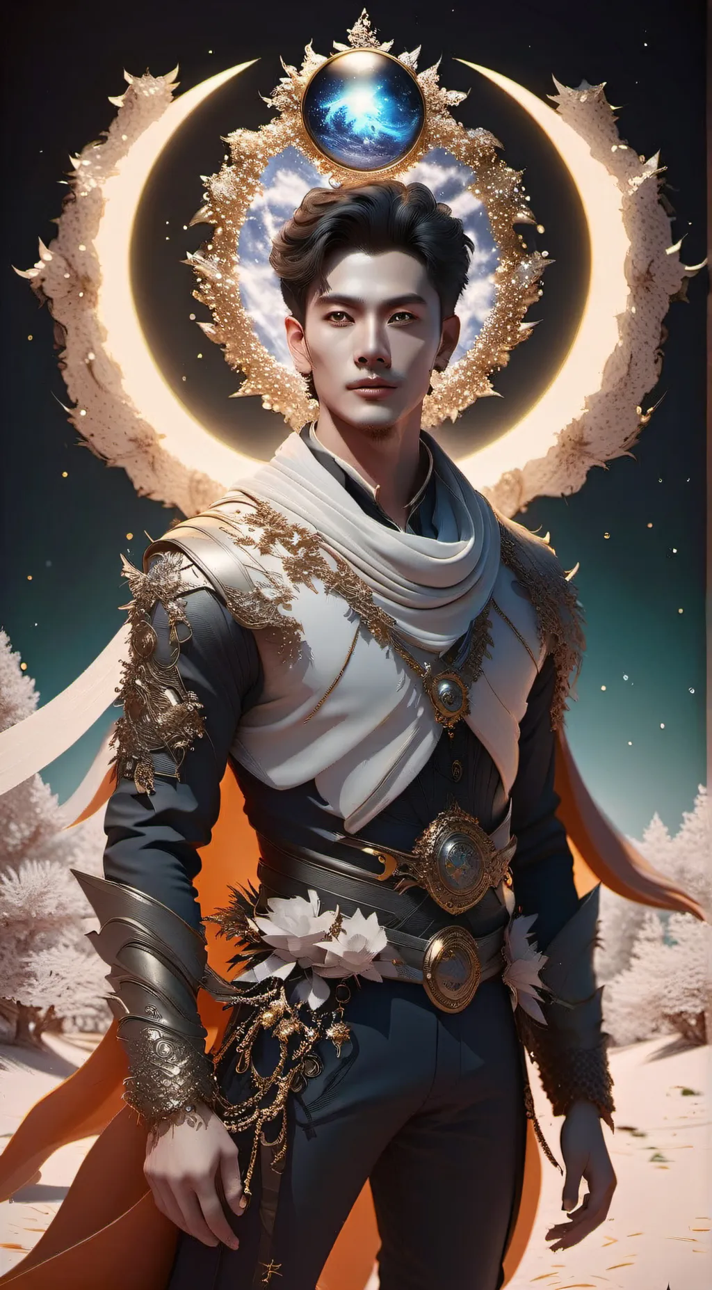 ai character: solar eclipse background