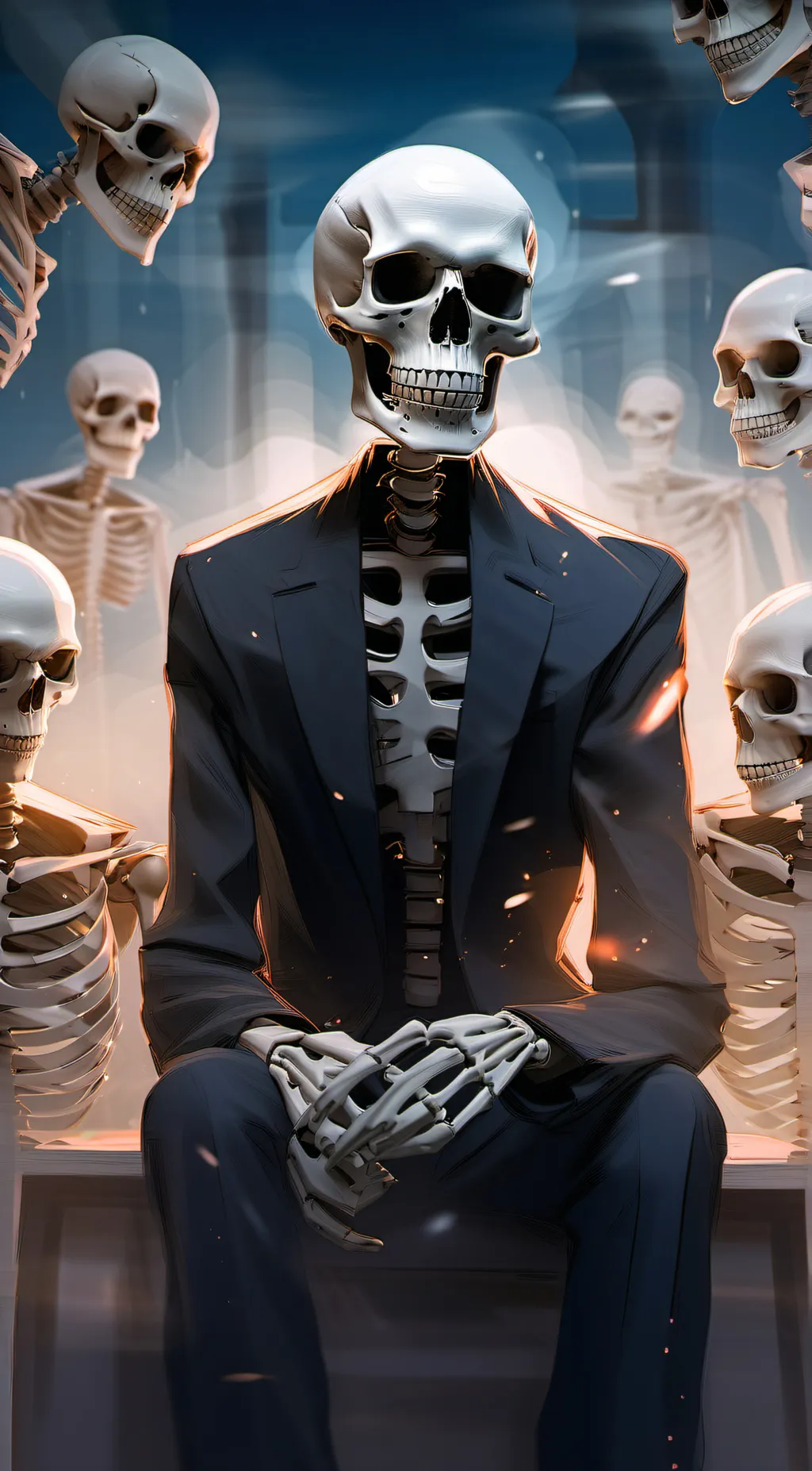 ai character: skeleton council background