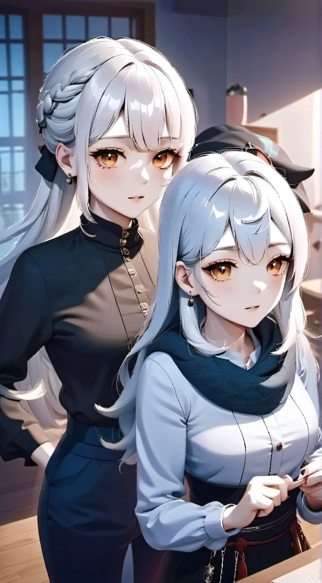 ai character: Snow and Sapphire  background