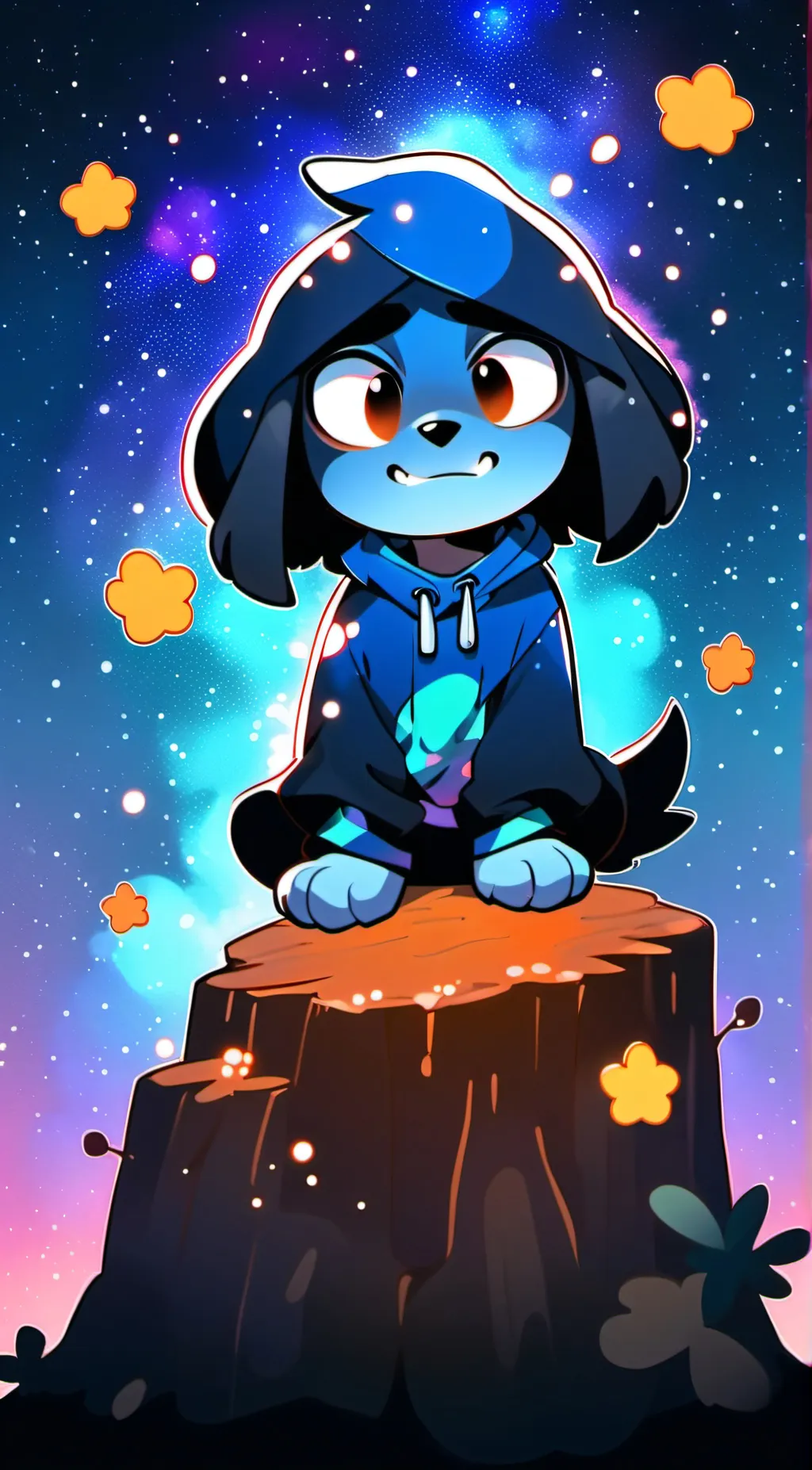 ai character: Dogpressed background