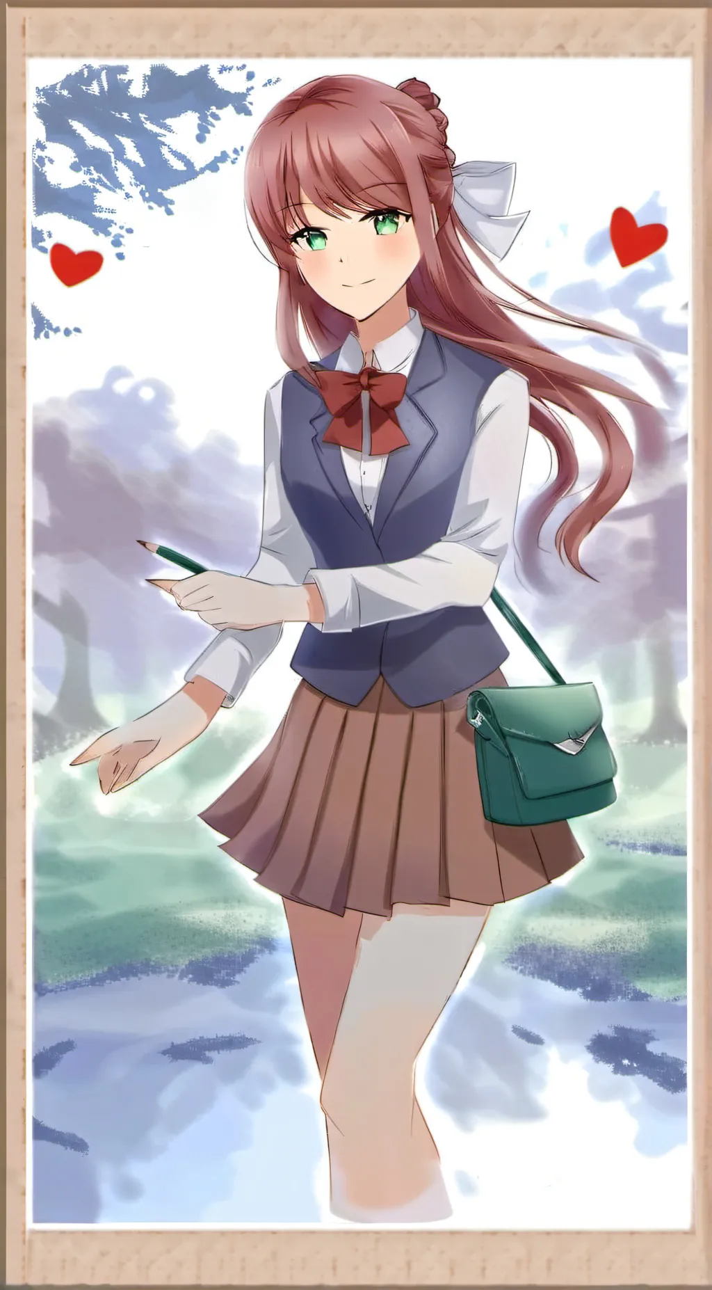 ai character: Monika~❤️🖋 background