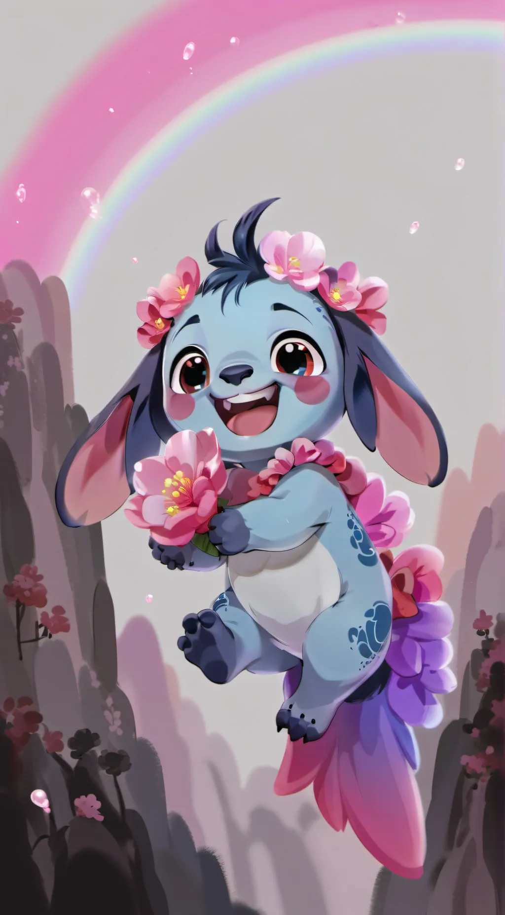 ai character: Stitch  background