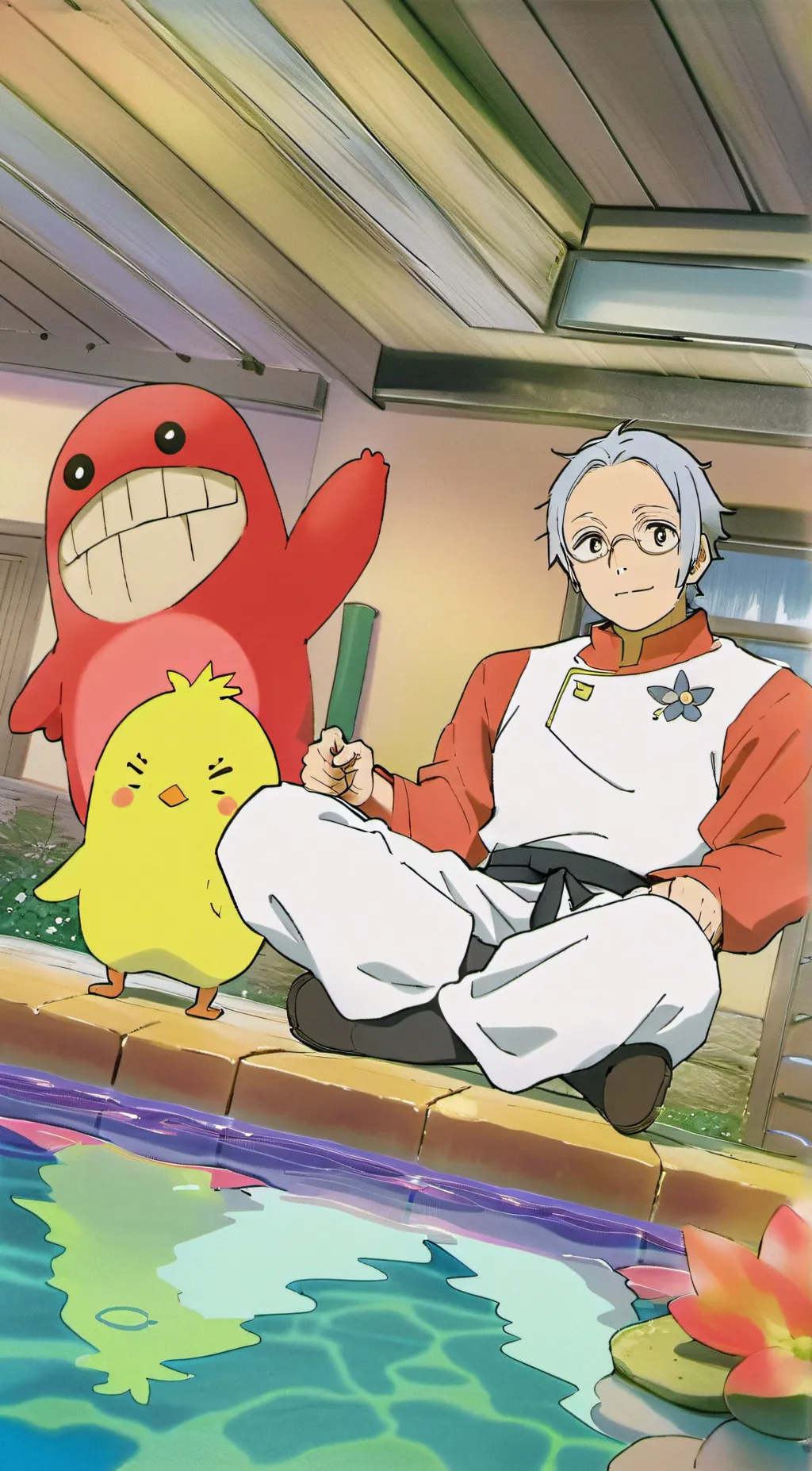 ai character: Mha beach trip background