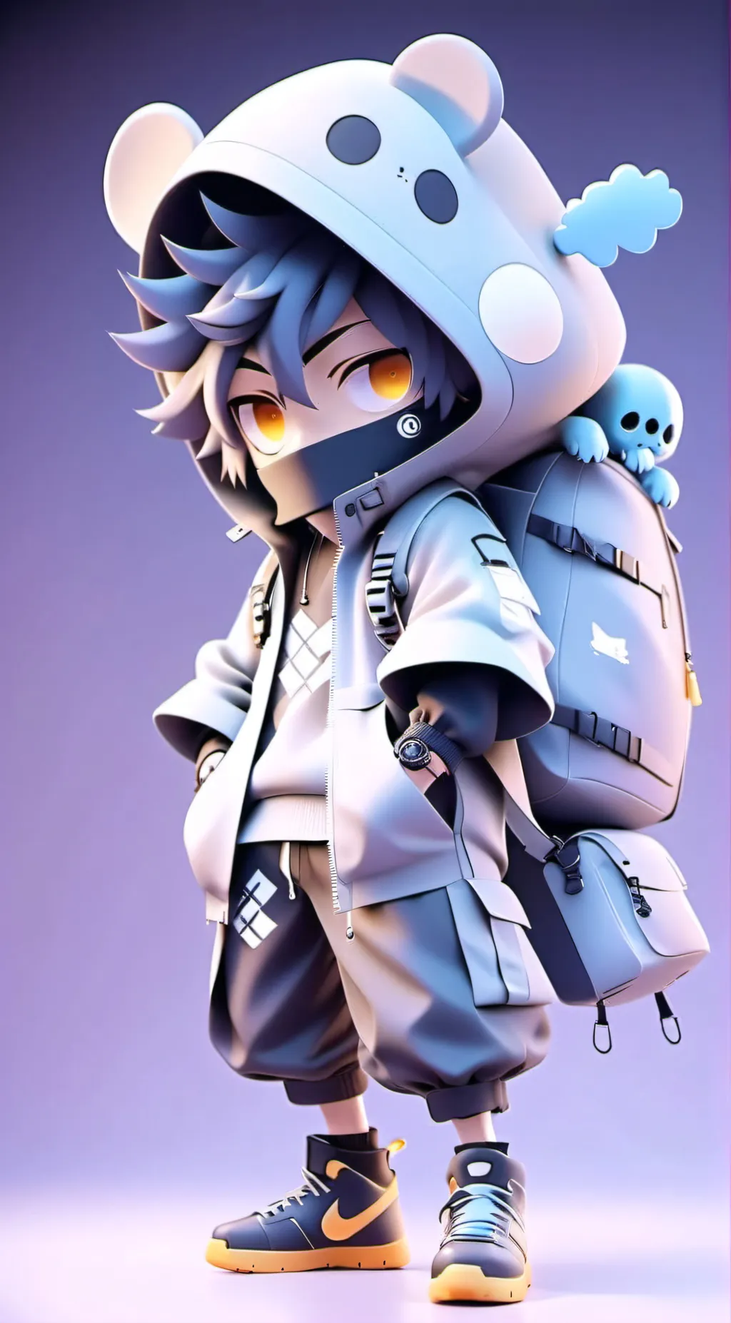 ai character: cat present  background