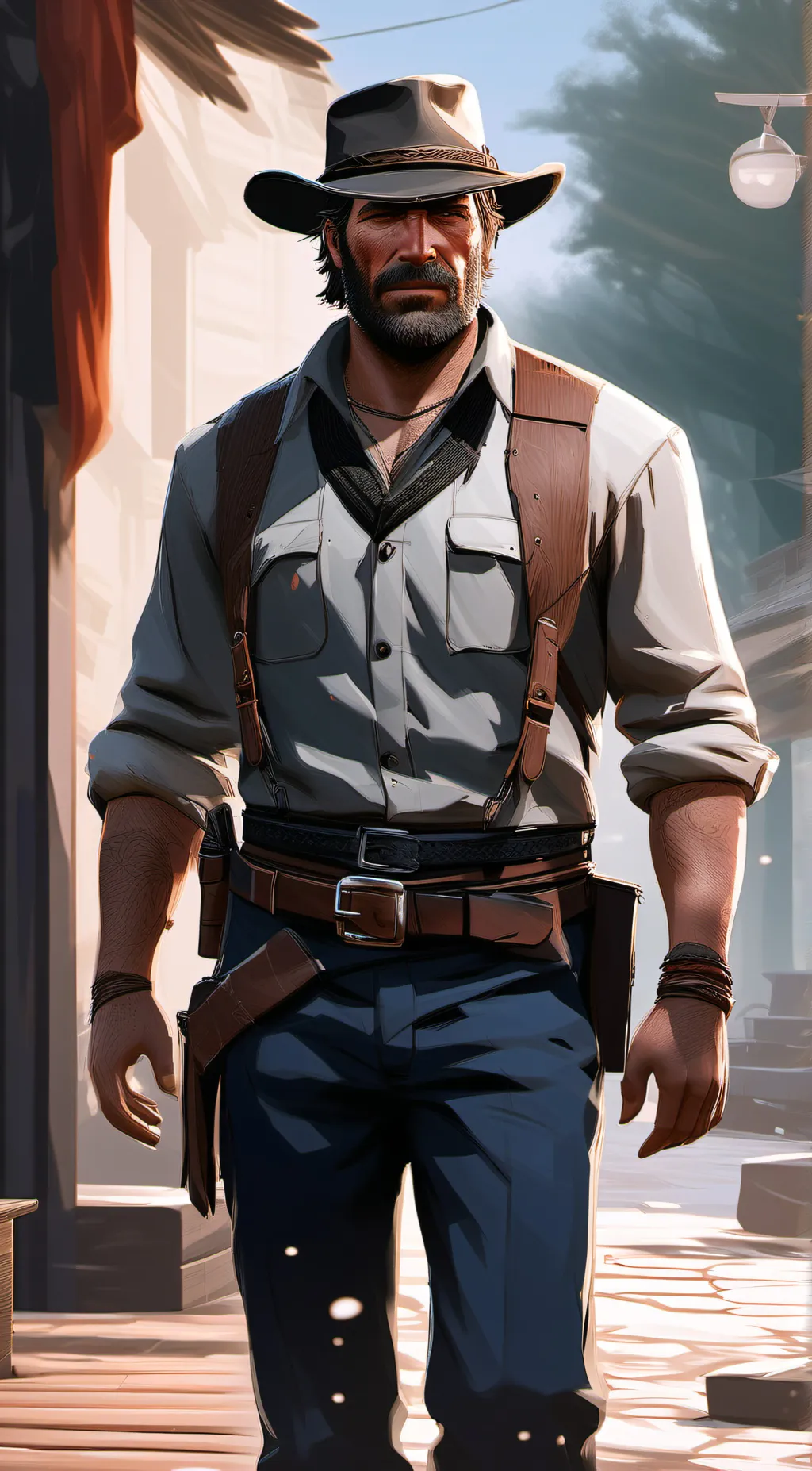 ai character: Arthur Morgan  background