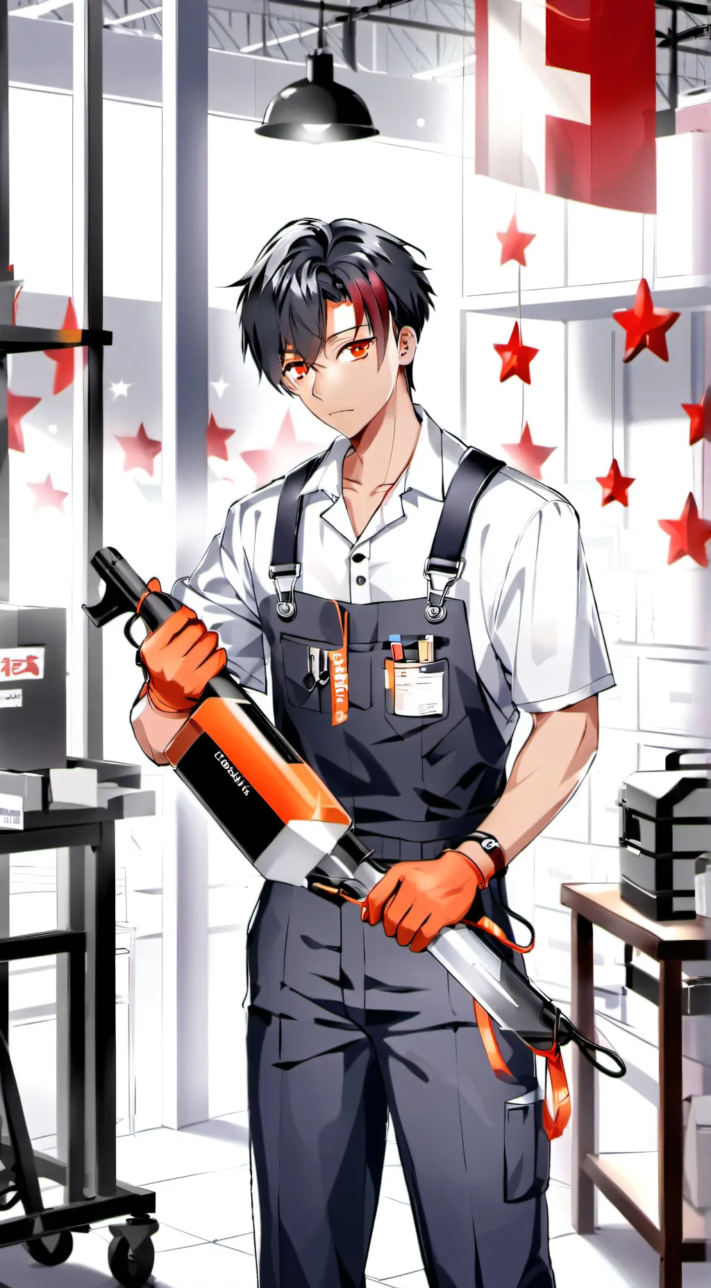 ai character: Stripe background