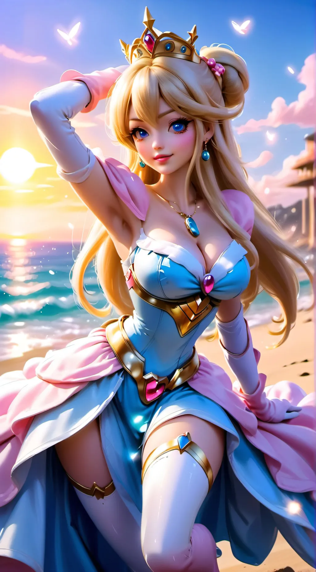 ai character: 👑Princess peach background