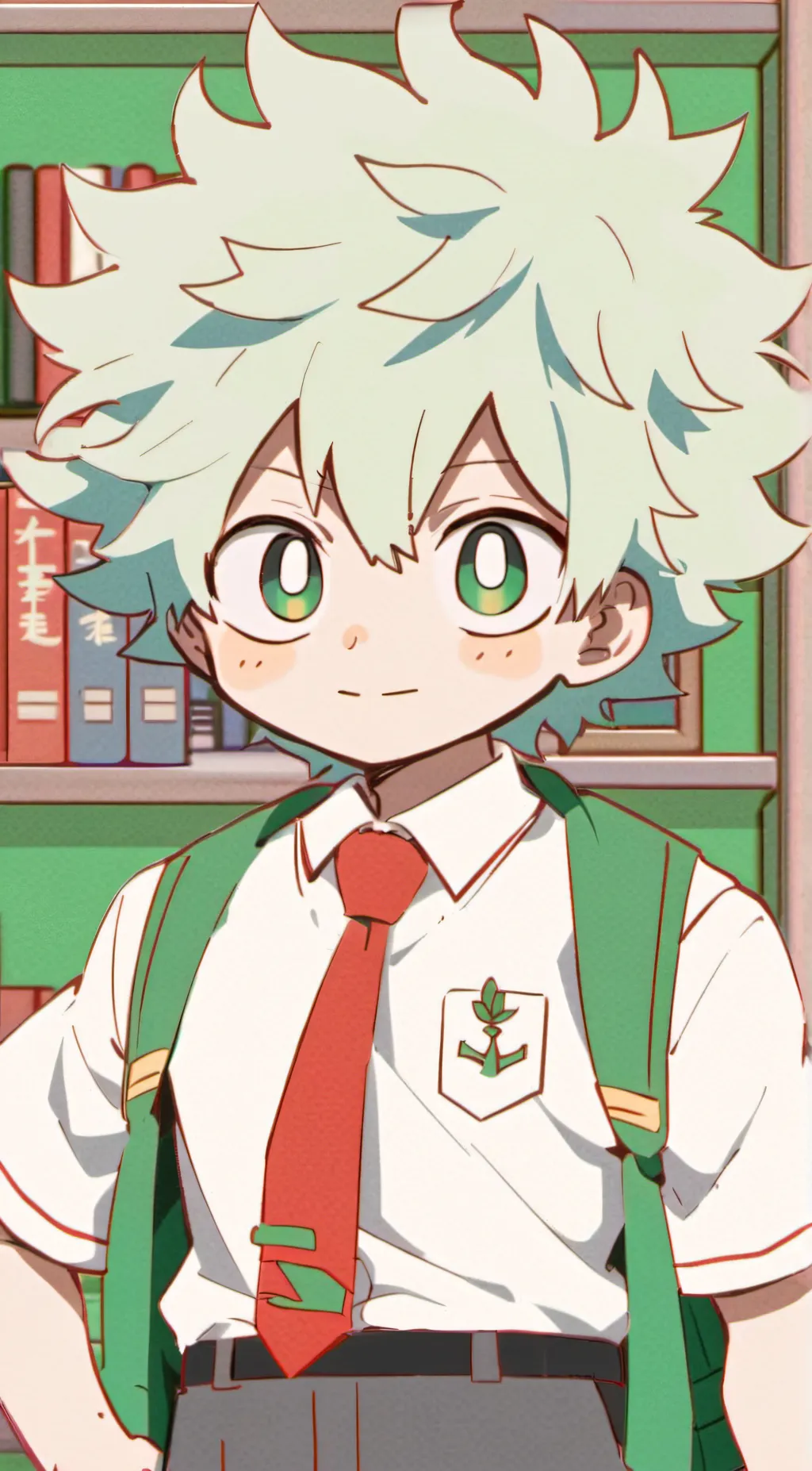 ai character: Mha but chibi  background