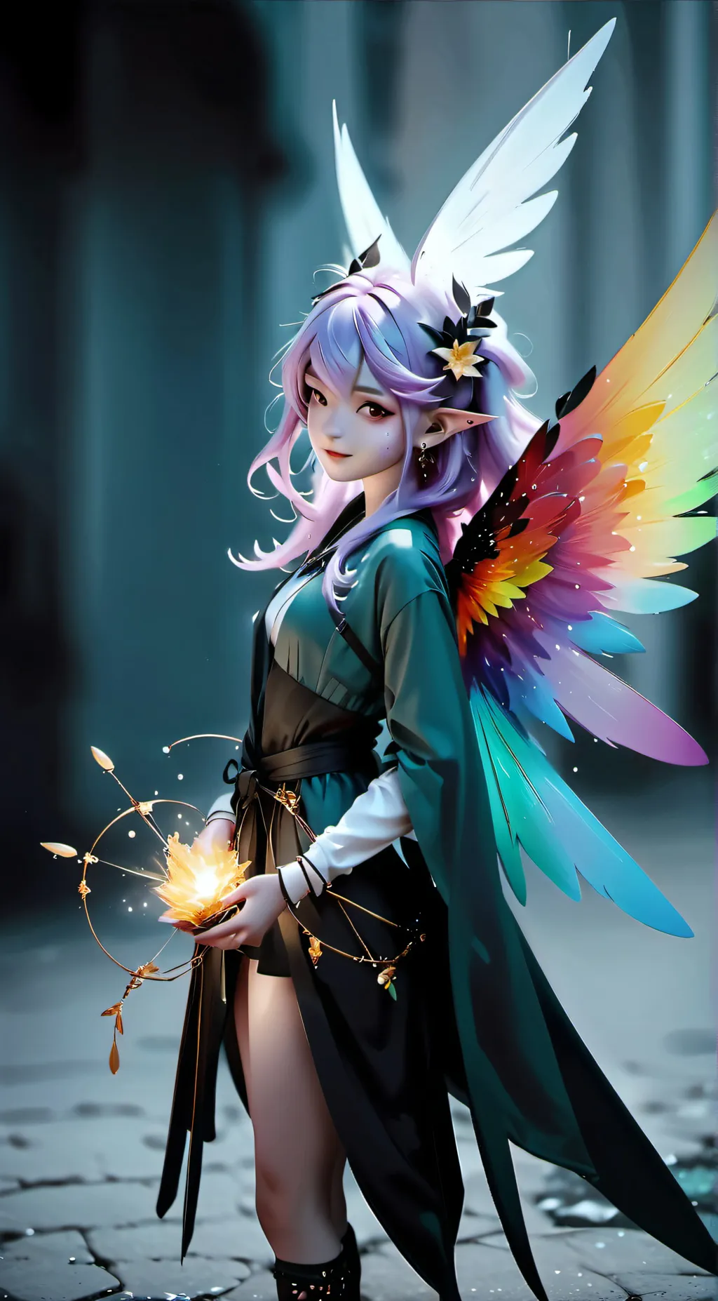 ai character: Amaya flowers background