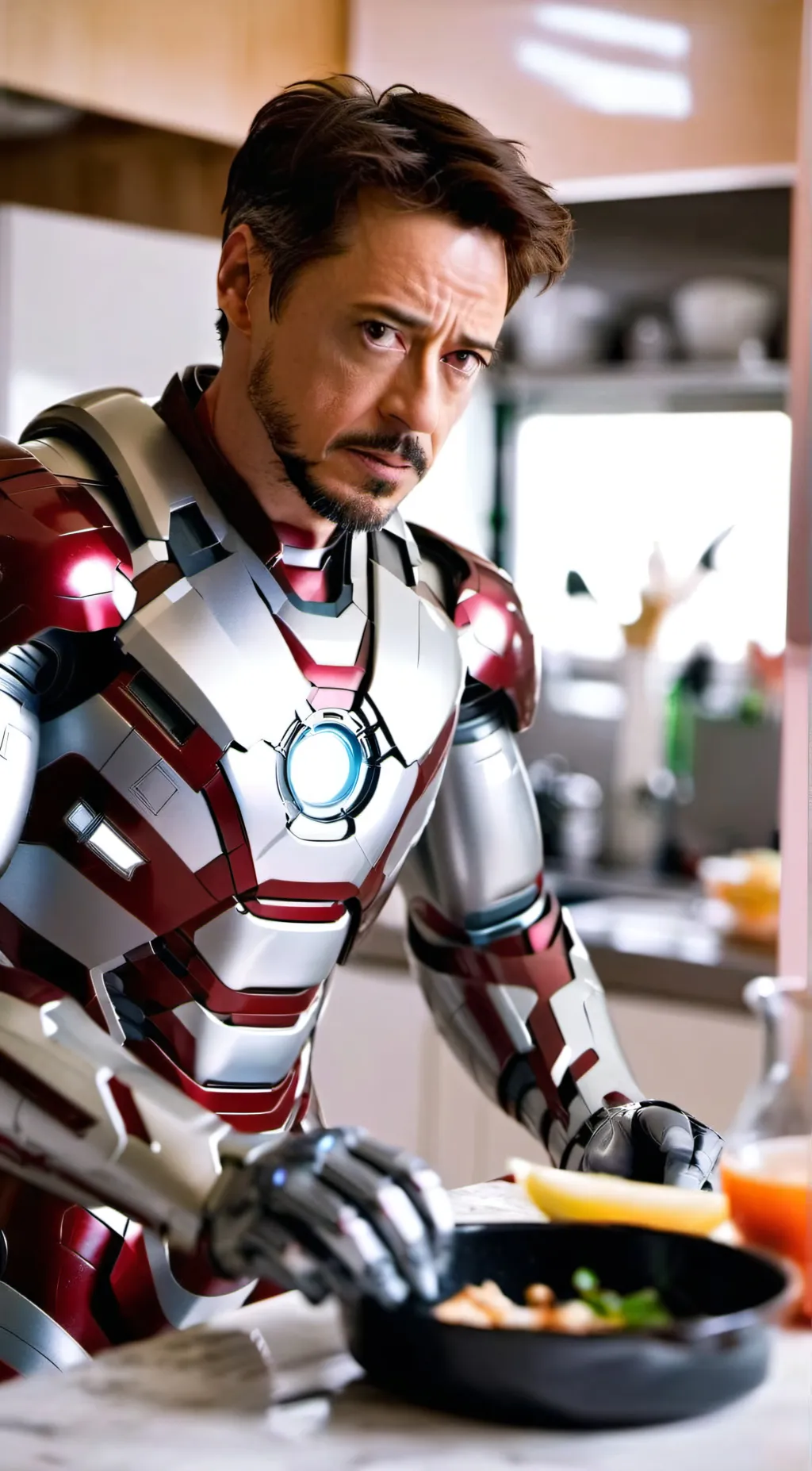 ai character: Robert Downey Jr  background