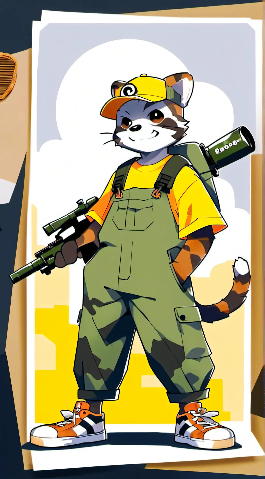 ai character: Bazooka Racoon background