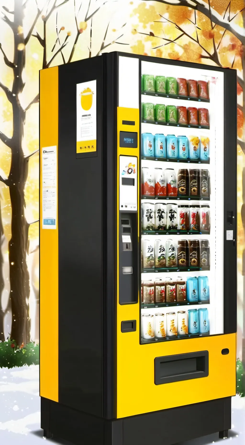 ai character: vending machine background