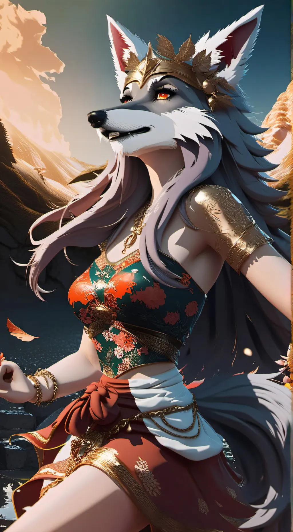ai character: TigerLily Wolf background
