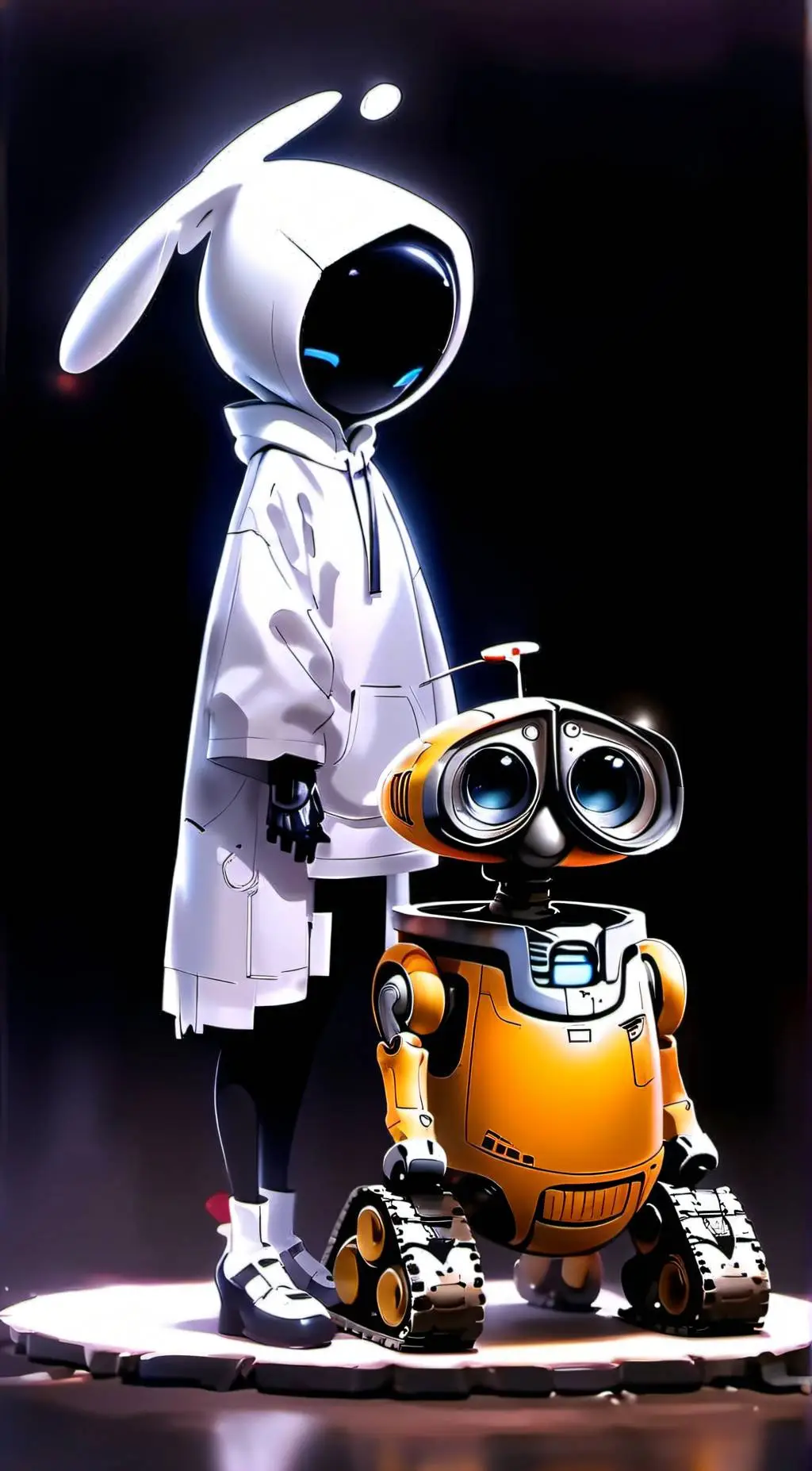 ai character: Eve and wall e background