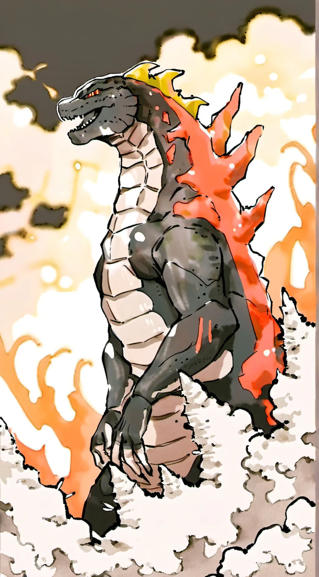ai character: godzilla background