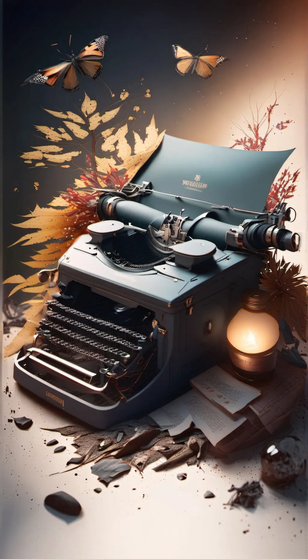 ai character: Magical Typewriter background