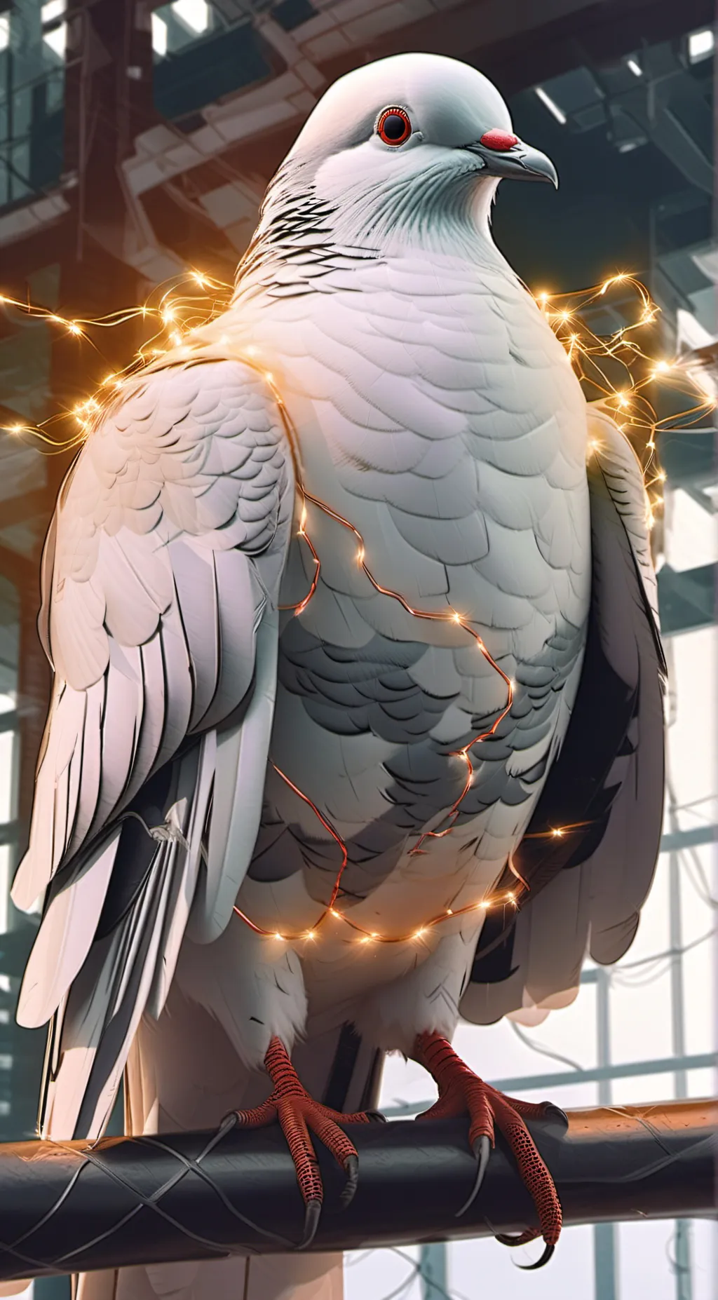 ai character: Electric Pigeon background