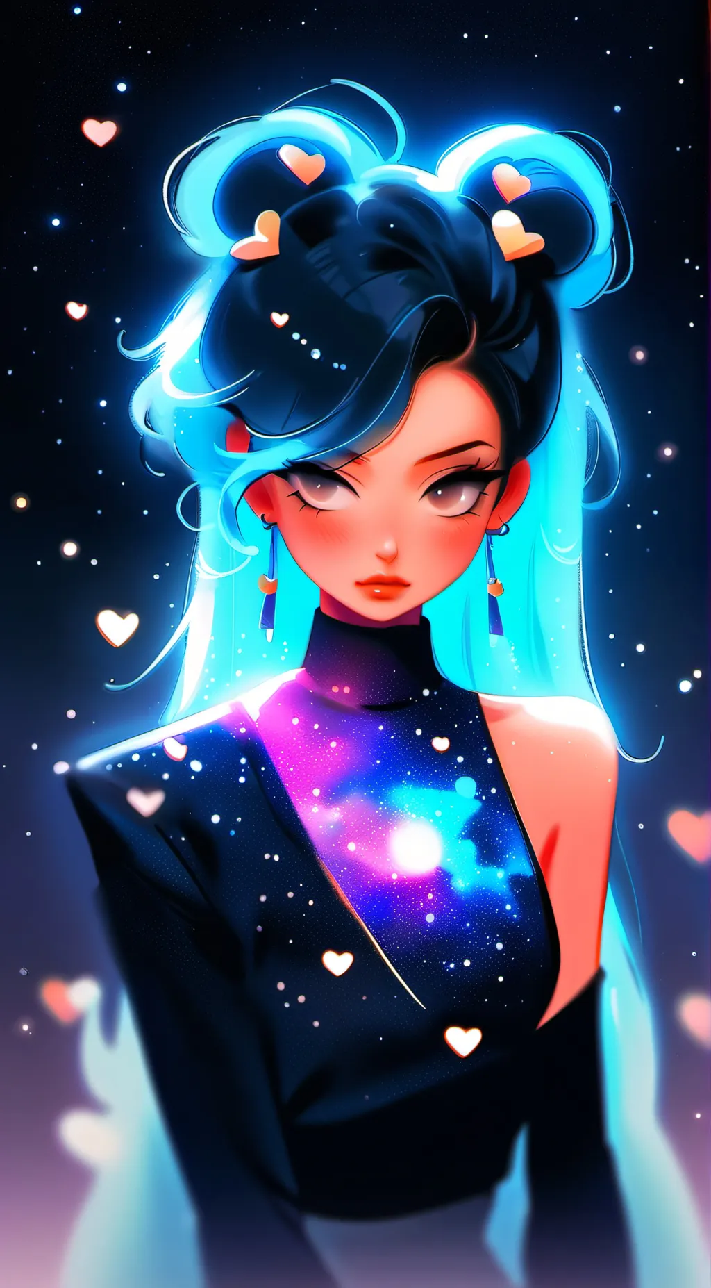 ai character: Anna violet sky background