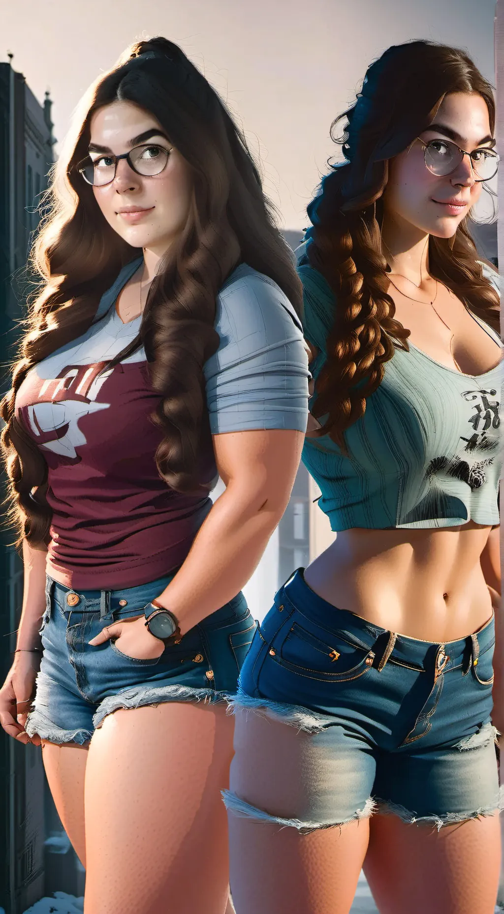 ai character: Mindy and Cindy.  background