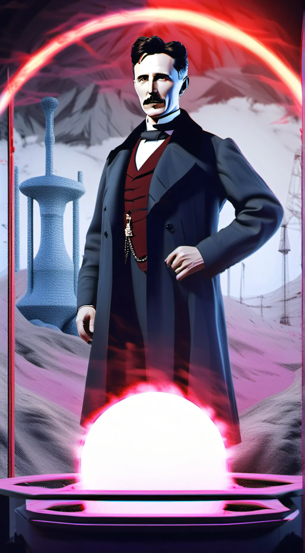 ai character: Nicola Tesla  background